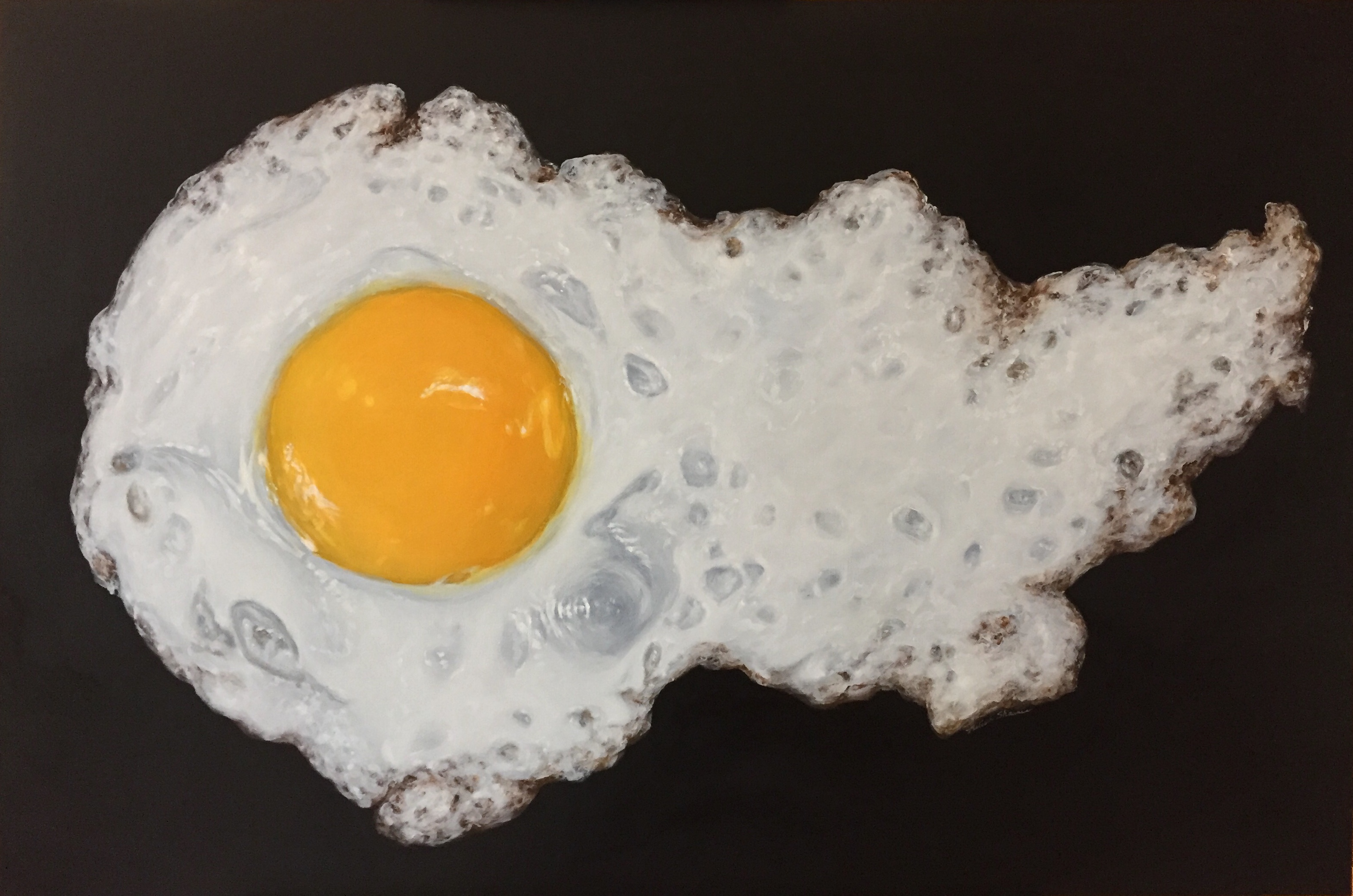egg art, kitchen art, fine art, realism, fried egg